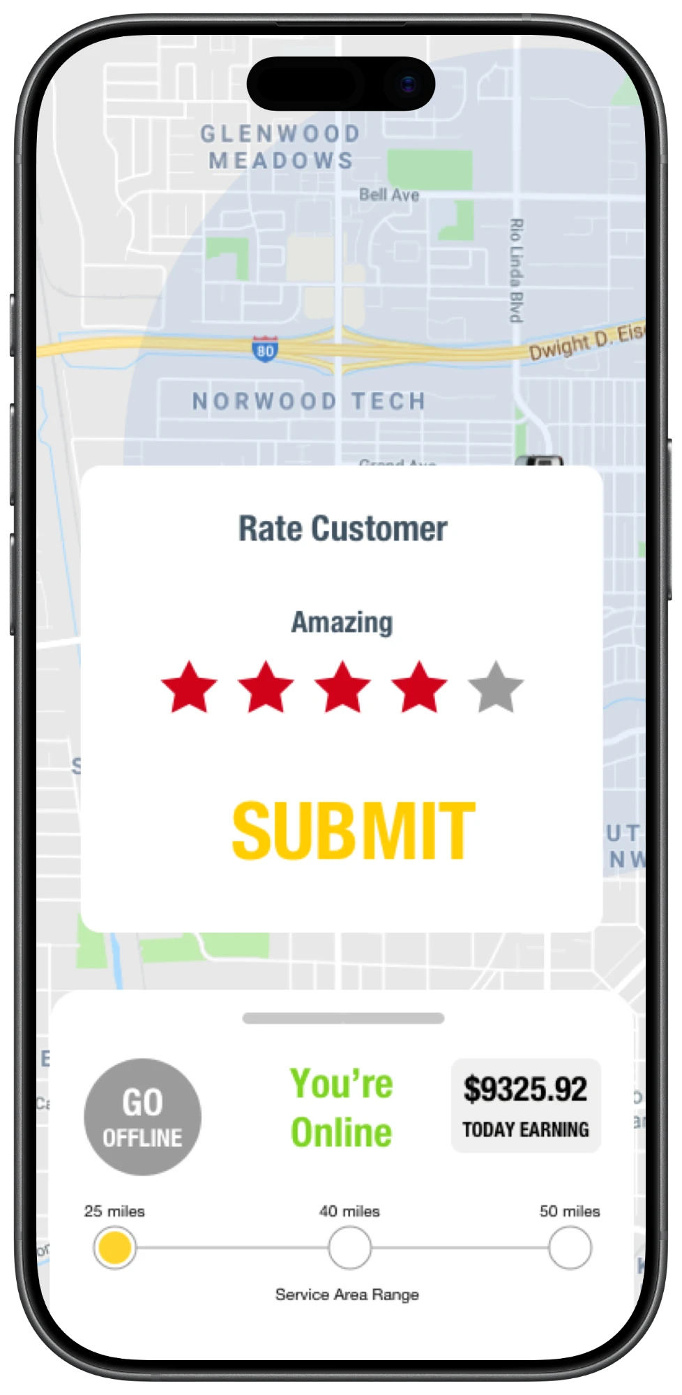 Rate customer: four of five stars, marked Amazing, while online